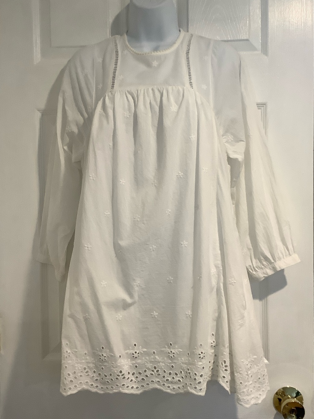URBAN OUTFITTERS 100% Cotton White Embroidered Oversized Coastal Summer Dress S